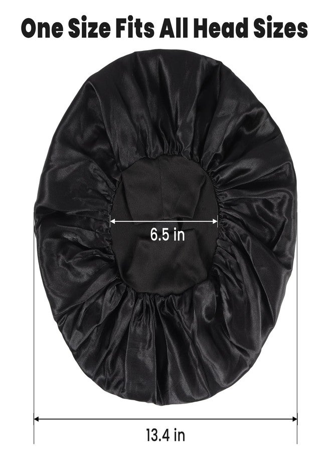 JOLYEAK Hair Bonnet for Sleeping,Satin Lined Bonnet,Double Layer Satin Bonnets,Sleeping Hair Cap for Women Men Dreadlocks Braids Curly Hair Shower Black - Image 2